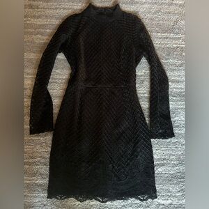 Nikibiki Black Crochet Mini Dresss